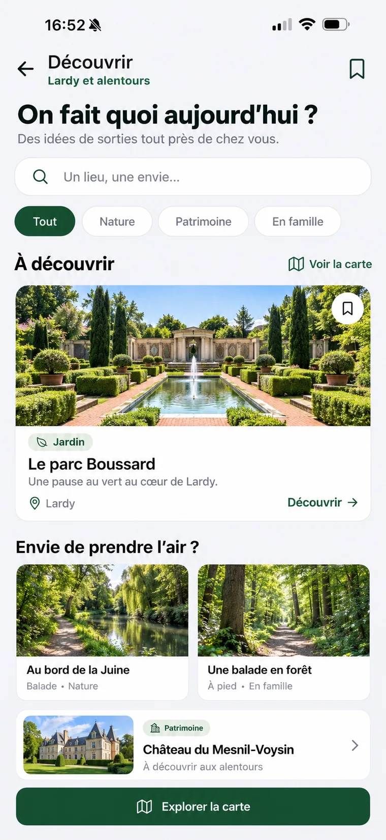 Un écran de l’application Villink