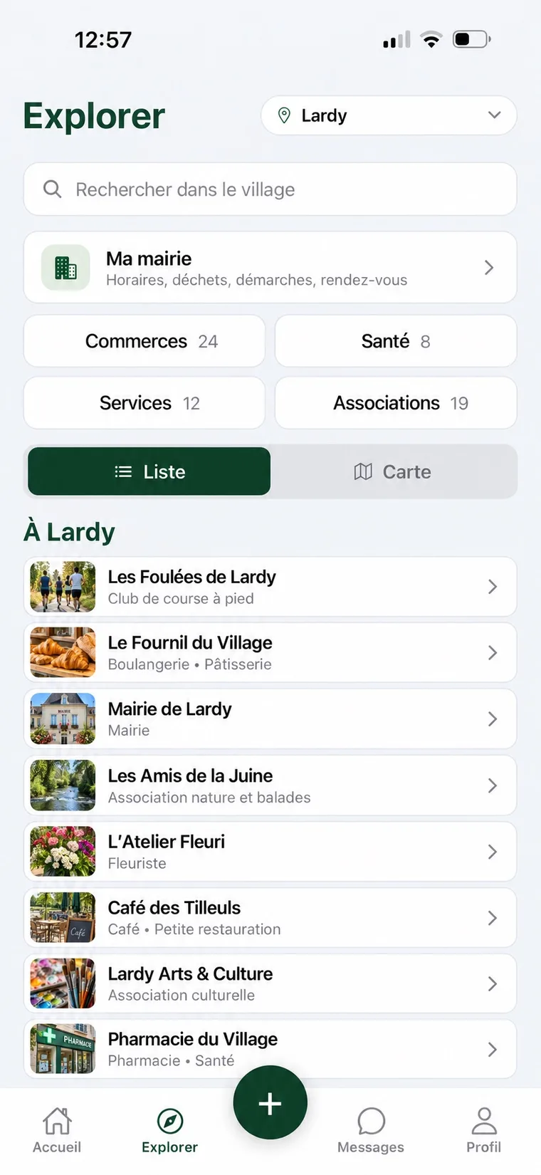 Un écran de l’application Villink